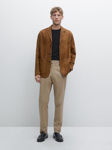 Pantalón slim fit mezcla algodón - Beige de Zara - Imagen 0