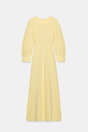 ROBE MIDI À BOUTONS - Jaune de Zara - Image 3