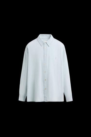 CAMISA RAYAS BORDADO - Azul claro de Zara - Imagen 0
