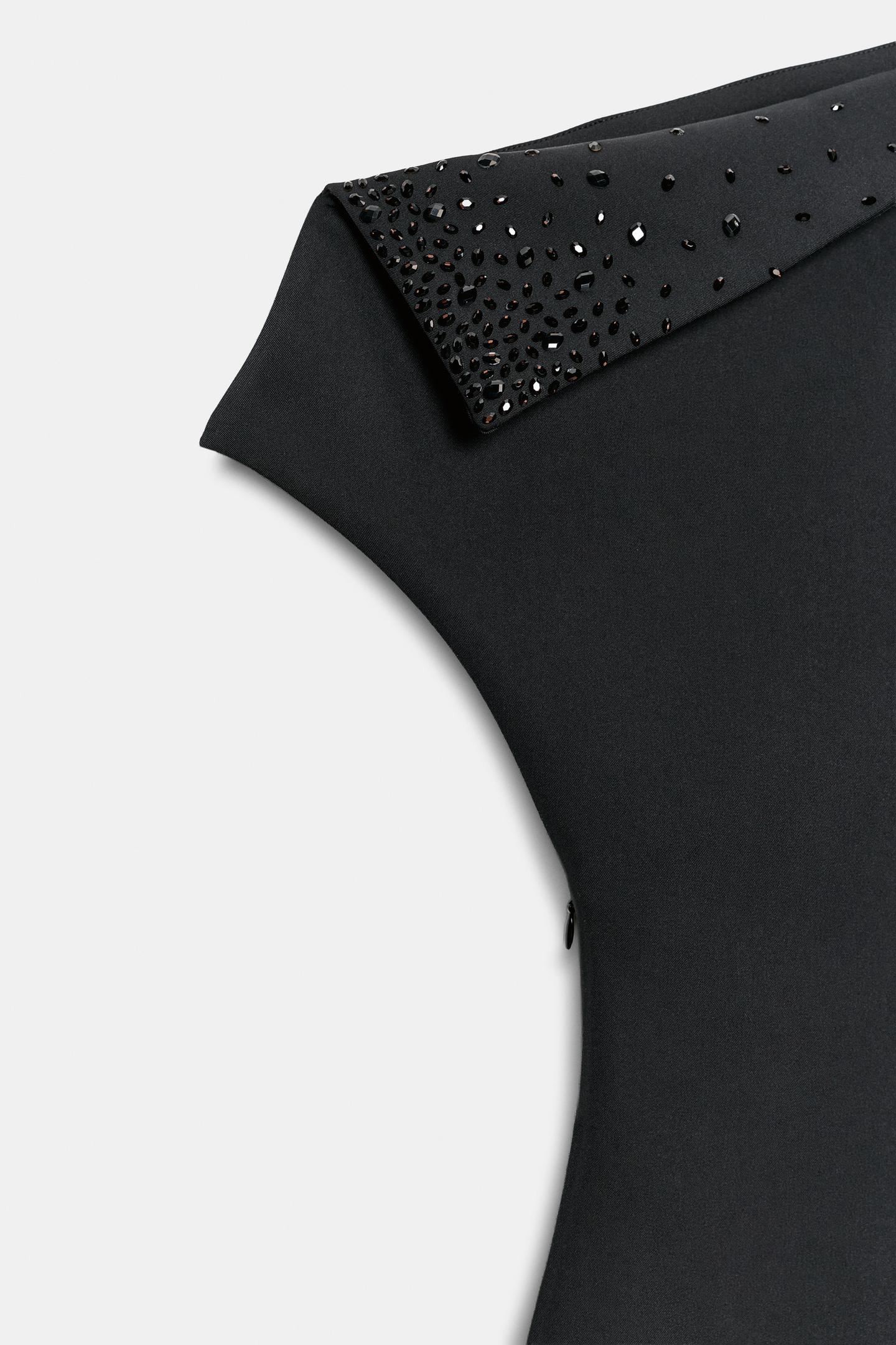 Женское платье Zara Asymmetric Glitter Mini, цвет: Чёрный — фото 9