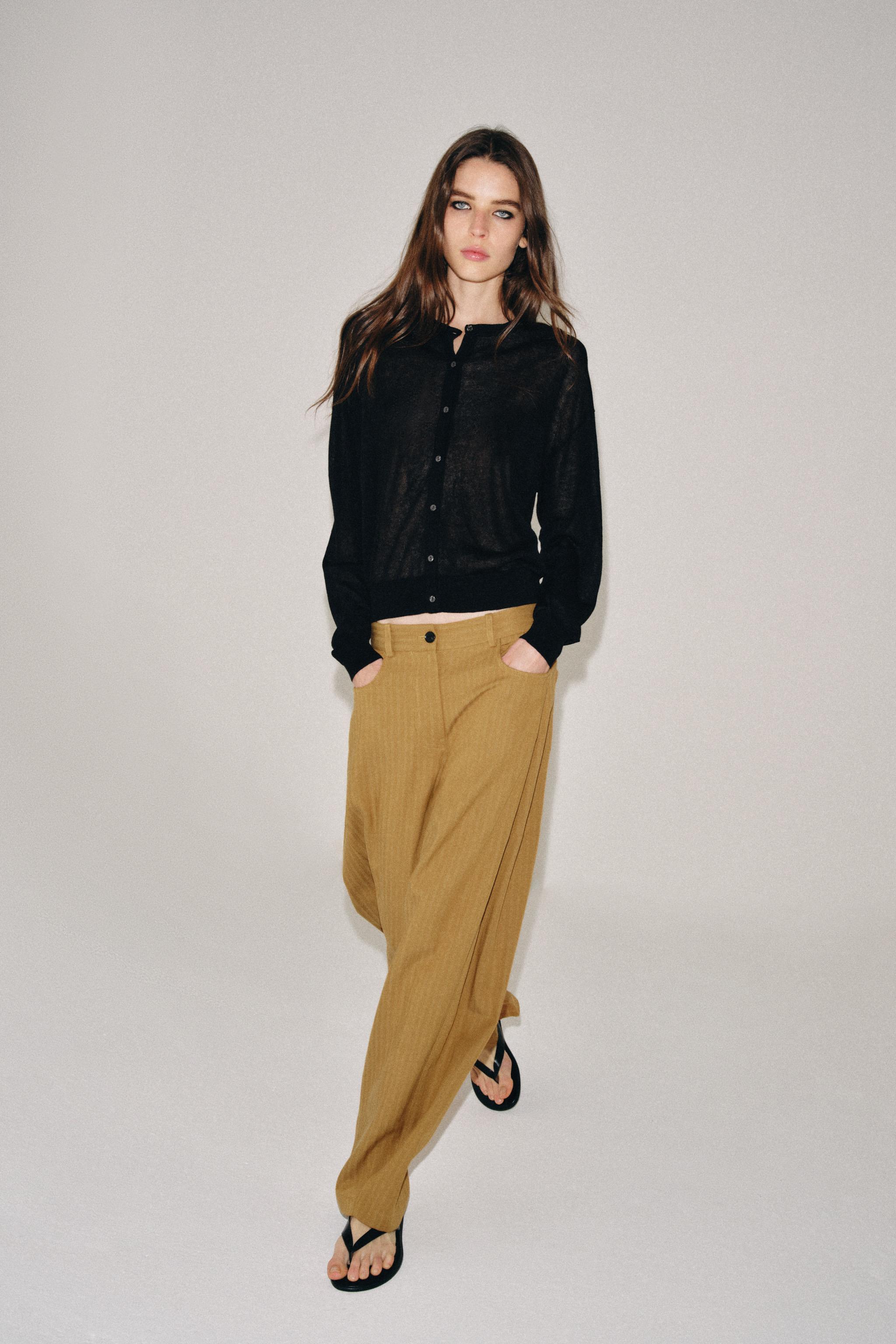 ZW COLLECTION HERRINGBONE TAPERED PANTS