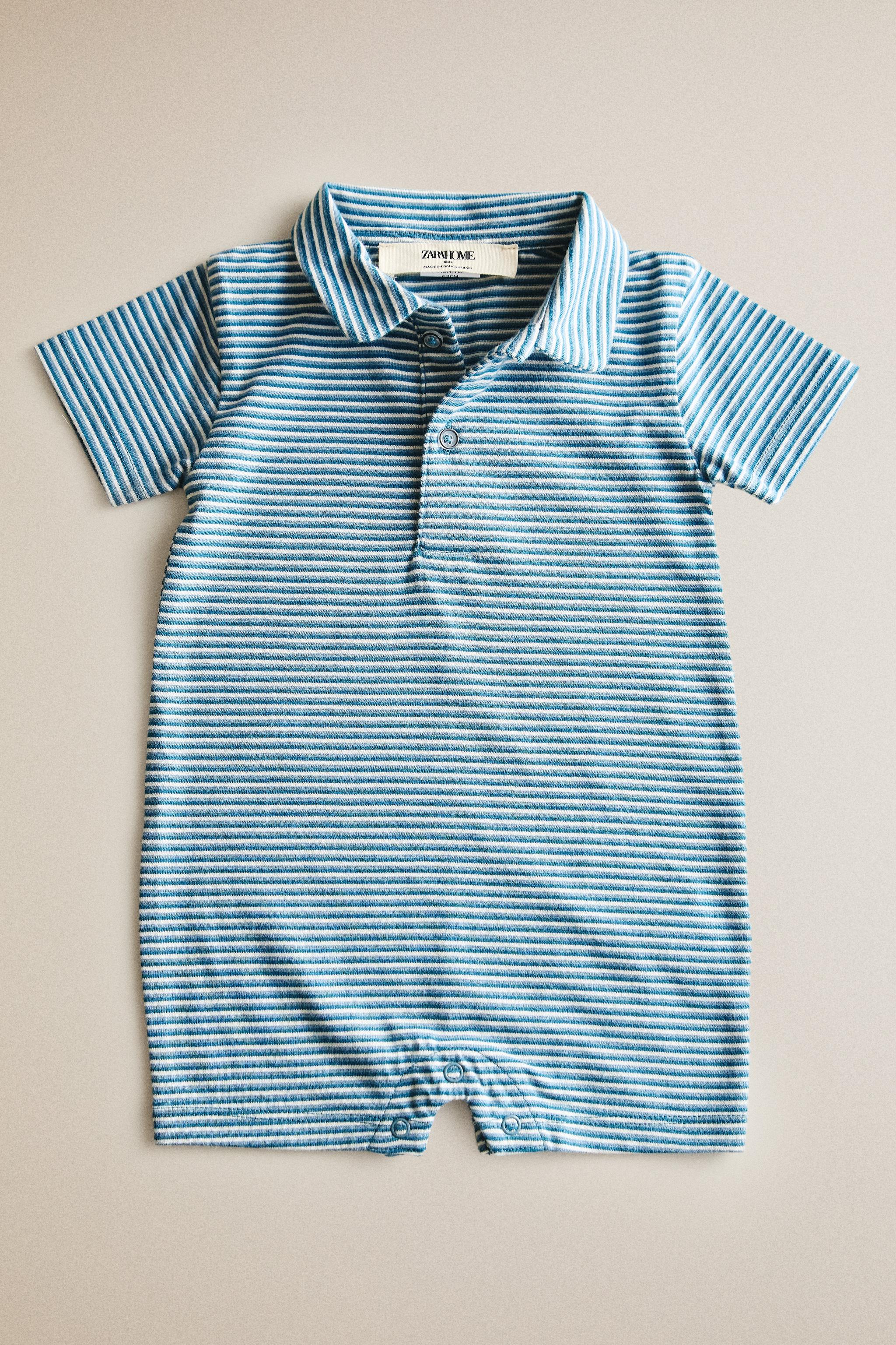 KIDS' STRIPED ROMPER — Blue