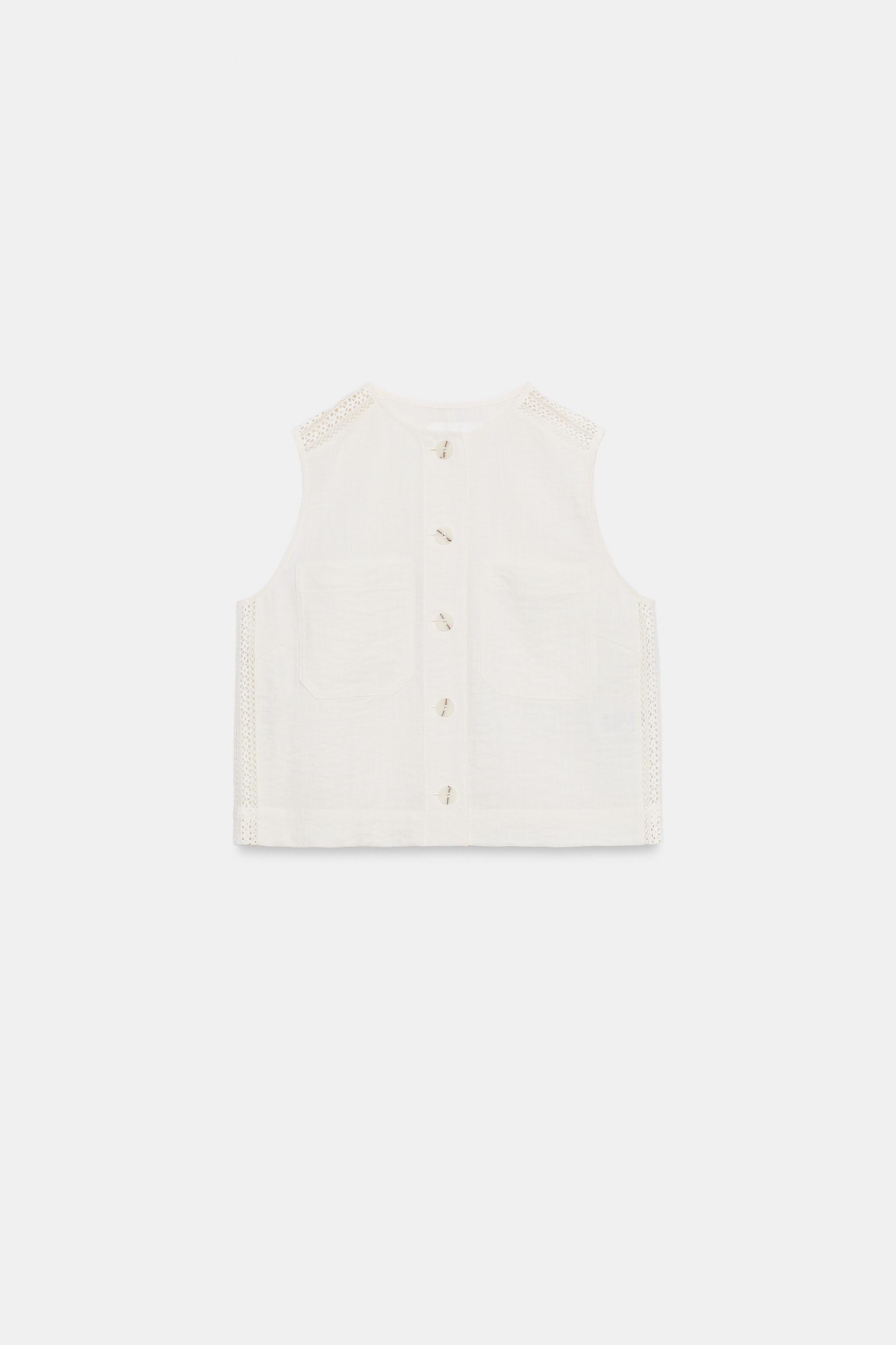 Женские топы Zara LACE INSERT TOP — фото 6