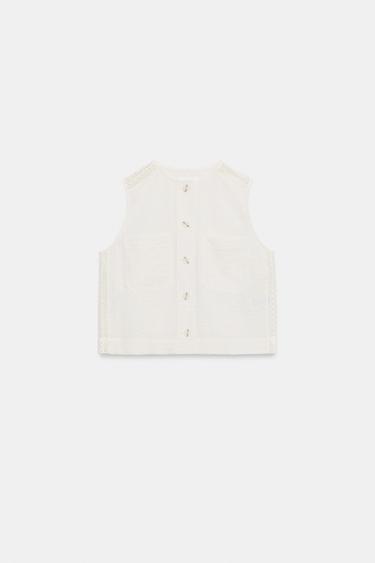 LACE TRIM TOP - Ecru by Zara - Image 5