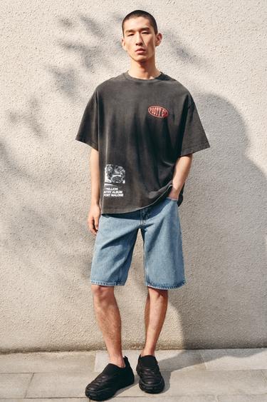 Zara 寬鬆版牛仔短褲 - 藍色