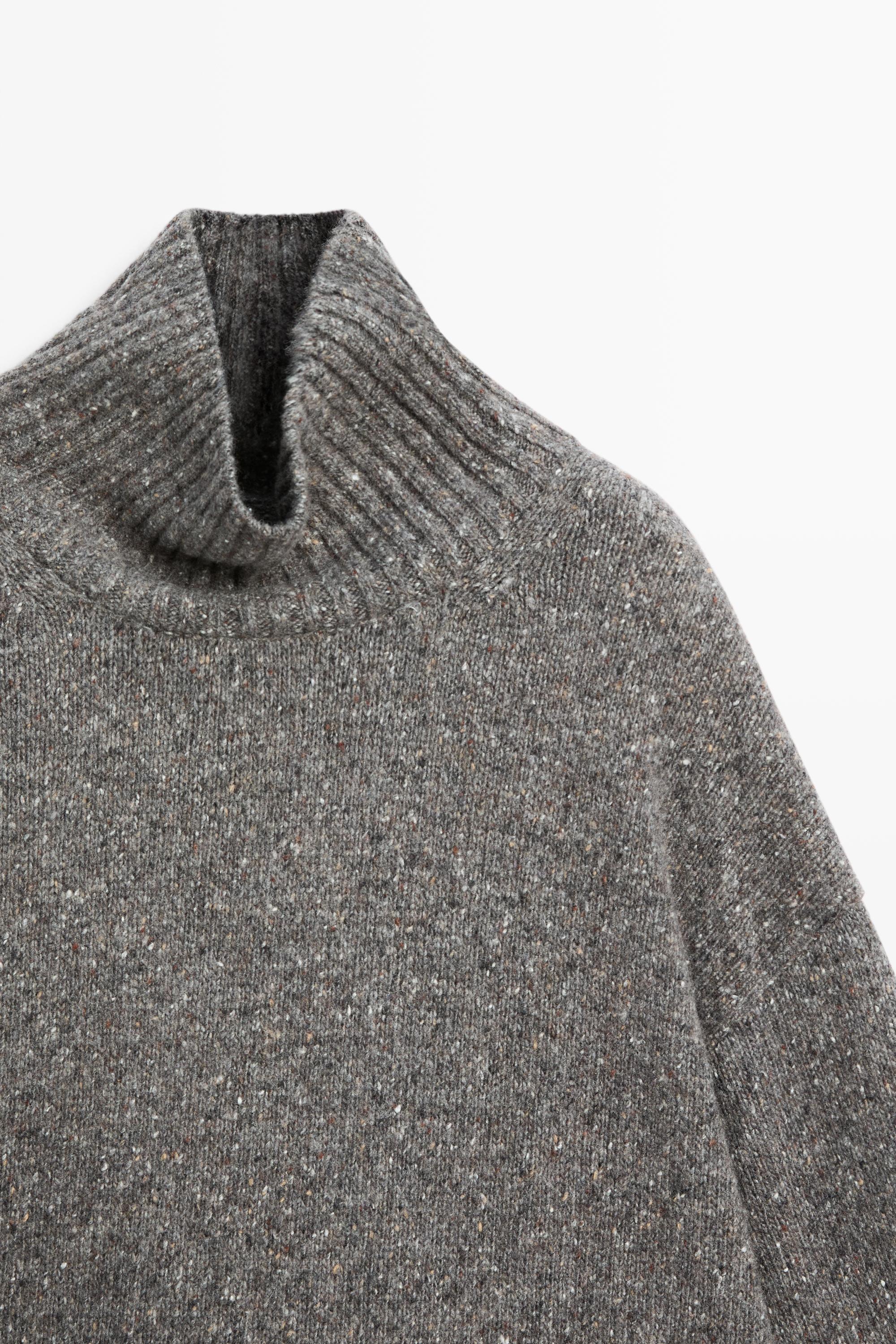 Wool blend turtleneck knit sweater