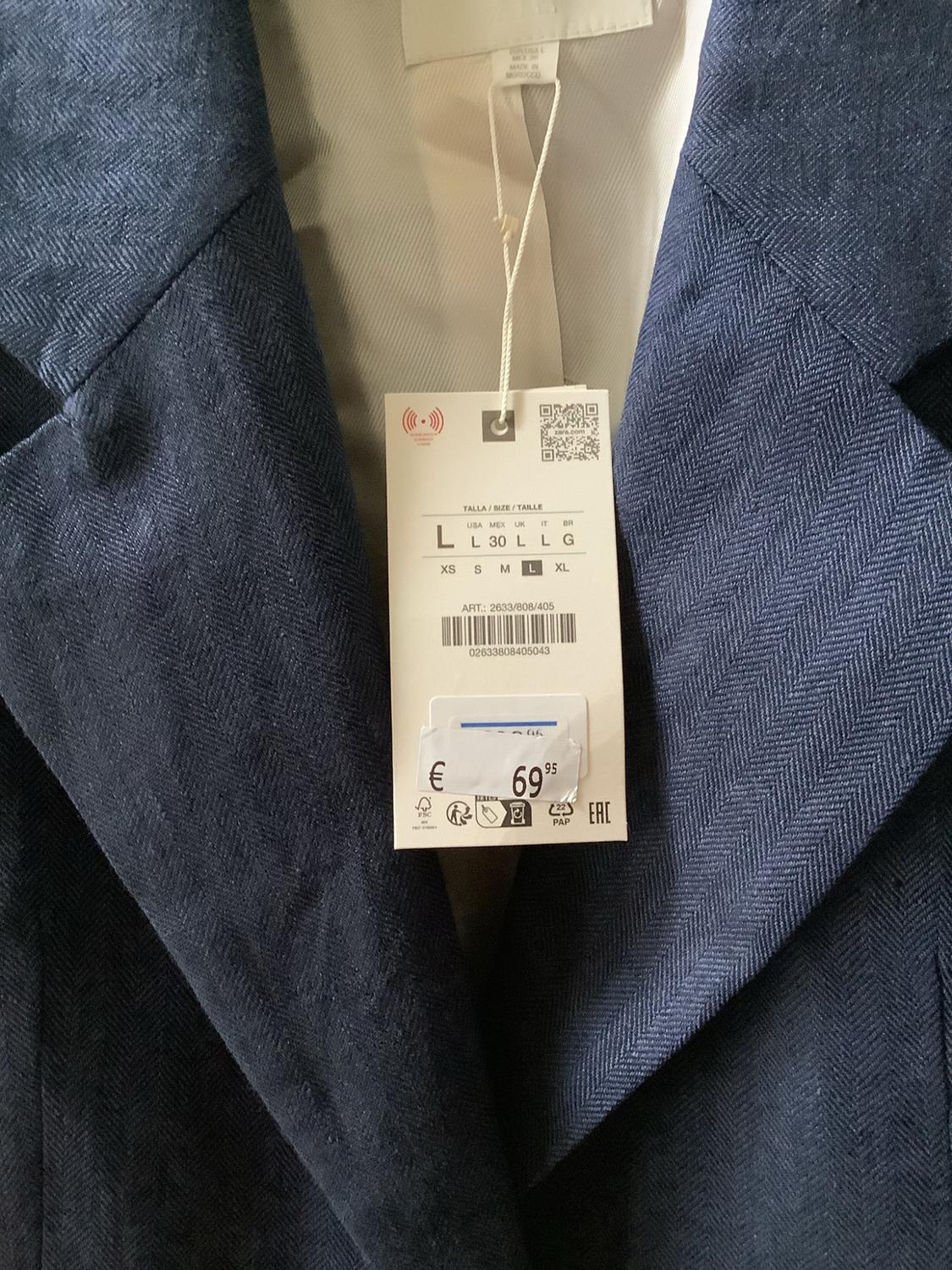 HERRINGBONE 100% LINEN TAILORED BLAZER - Image 3