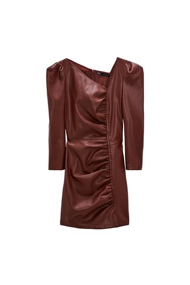 FAUX LEATHER MINI DRESS