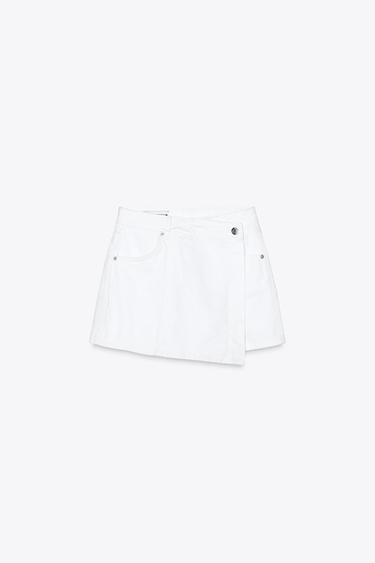 FALDA PANTALÓN Z1975 CRUZADA DENIM - Blanco de Zara