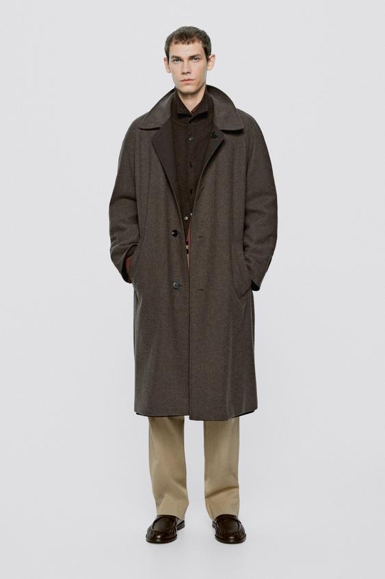 Zara Long reversible coat - LIMITED EDITION - Brown marl - Image 0