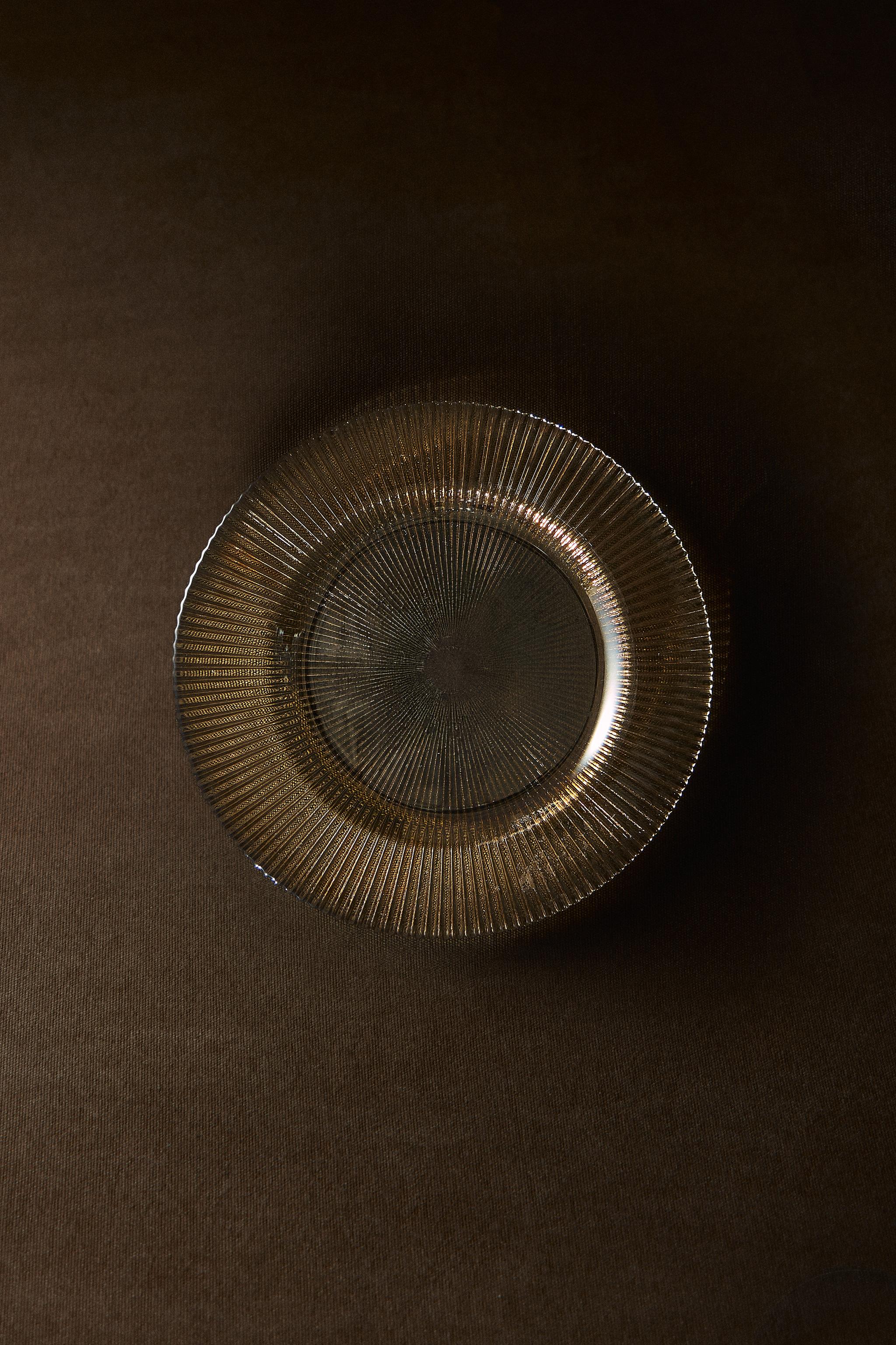 CHRISTMAS STRIPED GLASS DESSERT PLATE