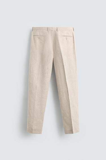 PANTALÓN TRAJE 100% LINO - Beige claro de Zara