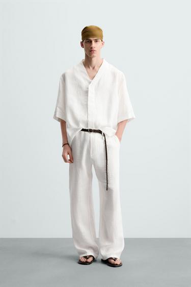 100% LINEN OVERSHIRT - White by Zara - Image 0