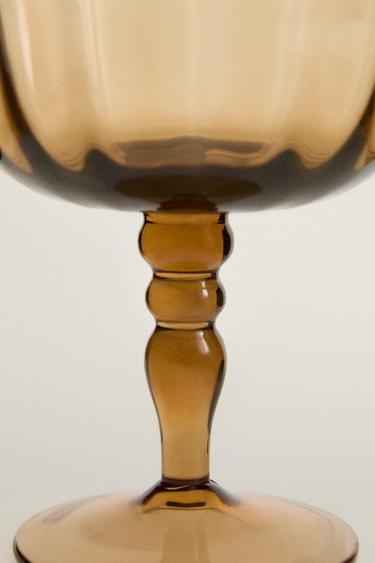 RAISED DESIGN WINE GLASS - Brown by Zara - Image 2