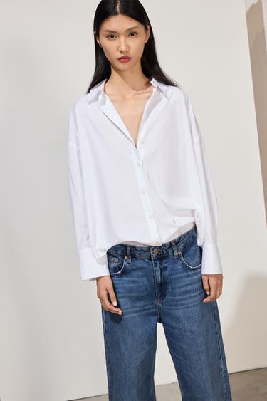 Zara 基本款府綢襯衫 - 白色