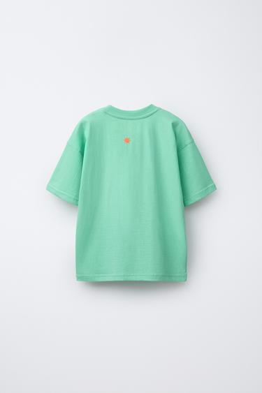 T-SHIRT À IMPRIMÉ TEXTE - Vert de Zara - Image 1