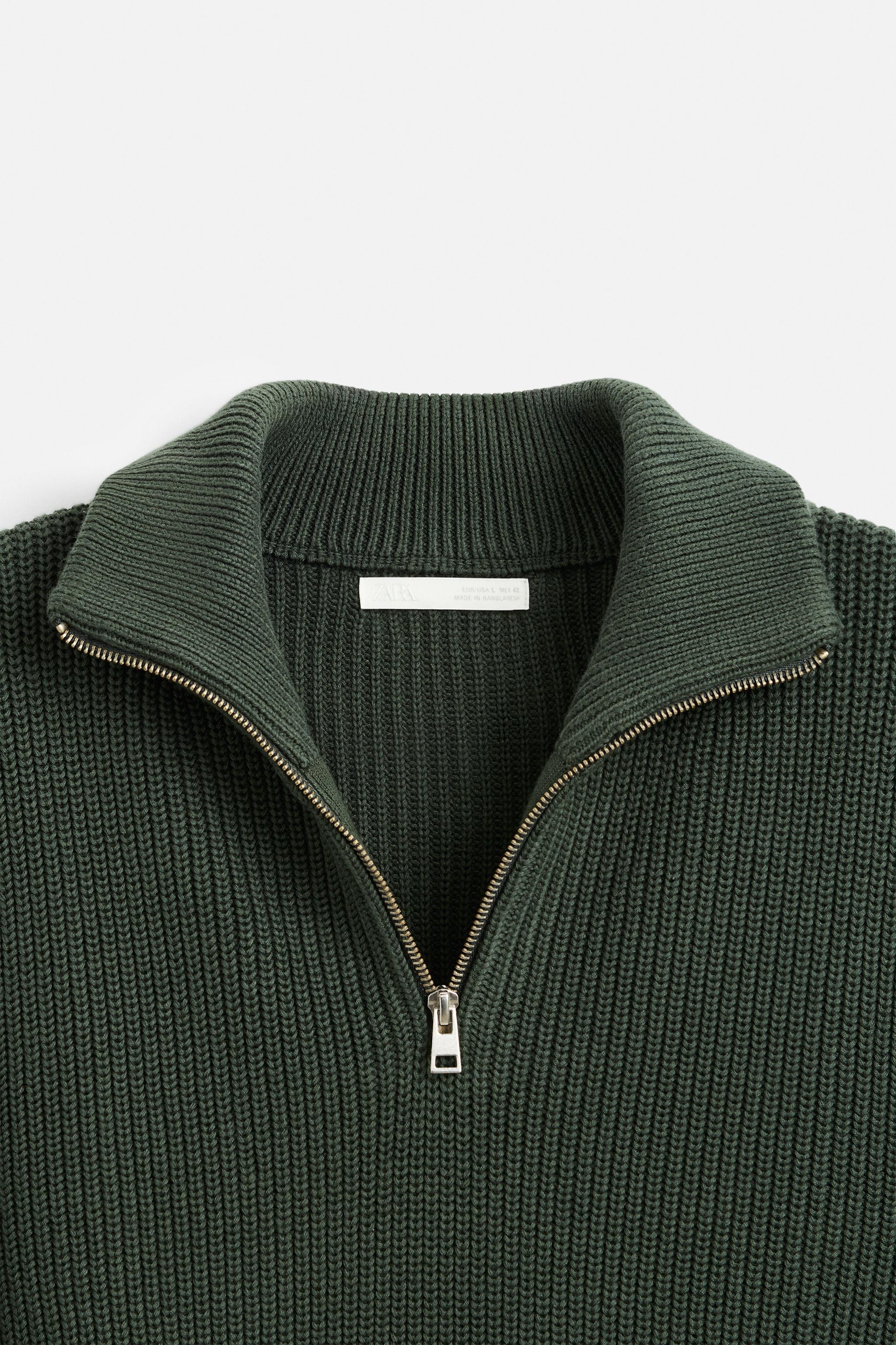 BASIC QUARTER-ZIP SWEATER - Striped | ZARA United States BASIC QUARTER-ZIP SWEATER - Striped | ZARA United States