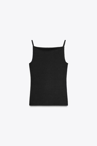 RIB TOP WITH POLYAMIDE STRAPS - Black by Zara