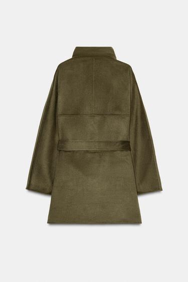 ABRIGO CUELLO ALTO MEZCLA LANA ZW COLLECTION - Khaki de Zara