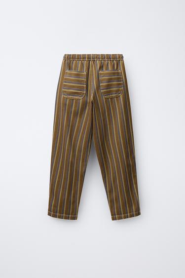 PRINTED STRIPED TROUSERS - Dark brown by Zara - Image 1