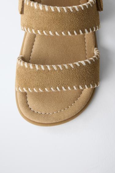 SANDALES EN CUIR BAREFOOT - Marron de Zara - Image 3