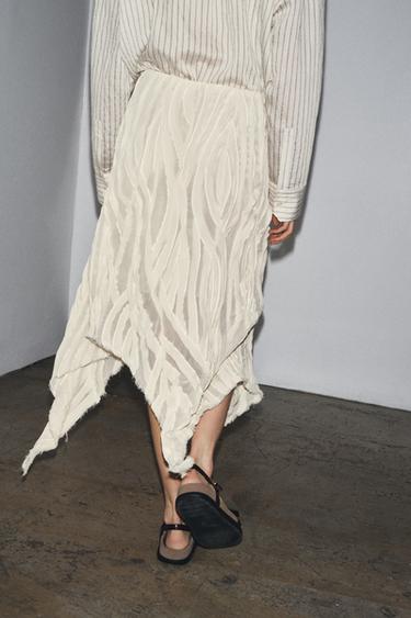 ZW COLLECTION ASYMMETRIC PLEATED SKIRT - Ecru by Zara - Image 1