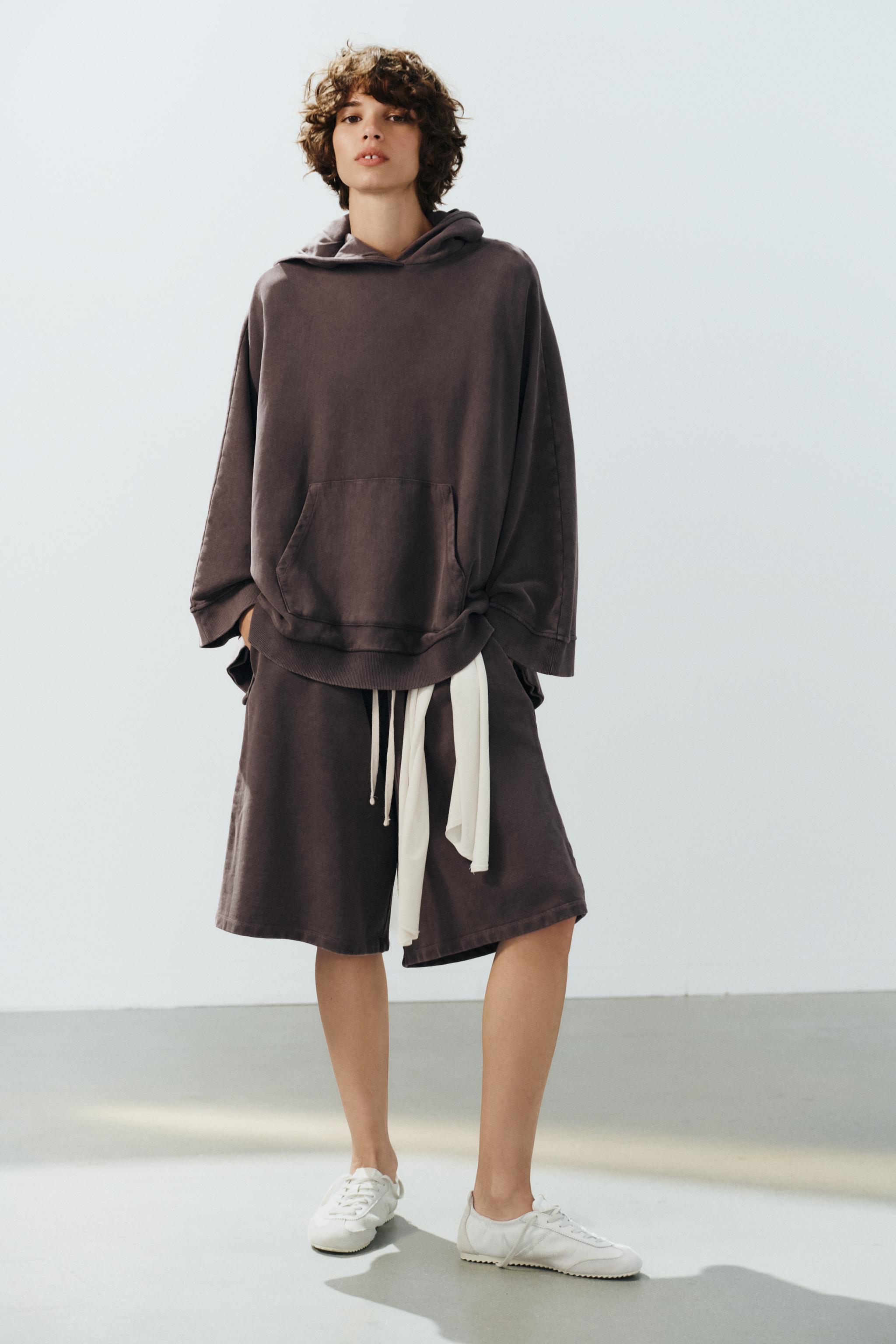 Zara WASHED EFFECT CAPE HOODIE