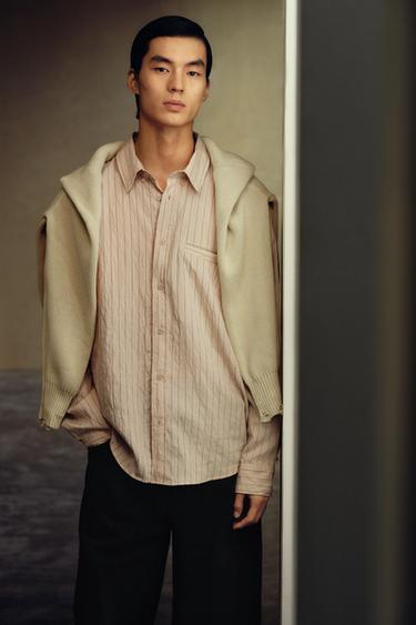 Zara 條紋飄逸襯衫 - 米色