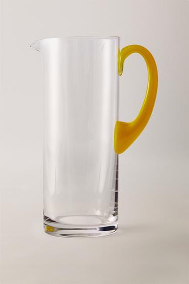 CRYSTALLINE JUG WITH COLOURED HANDLE - Yellow by Zara