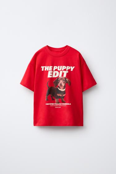 CAMISETA FOTOGRAFÍA PERRO - Rojo de Zara