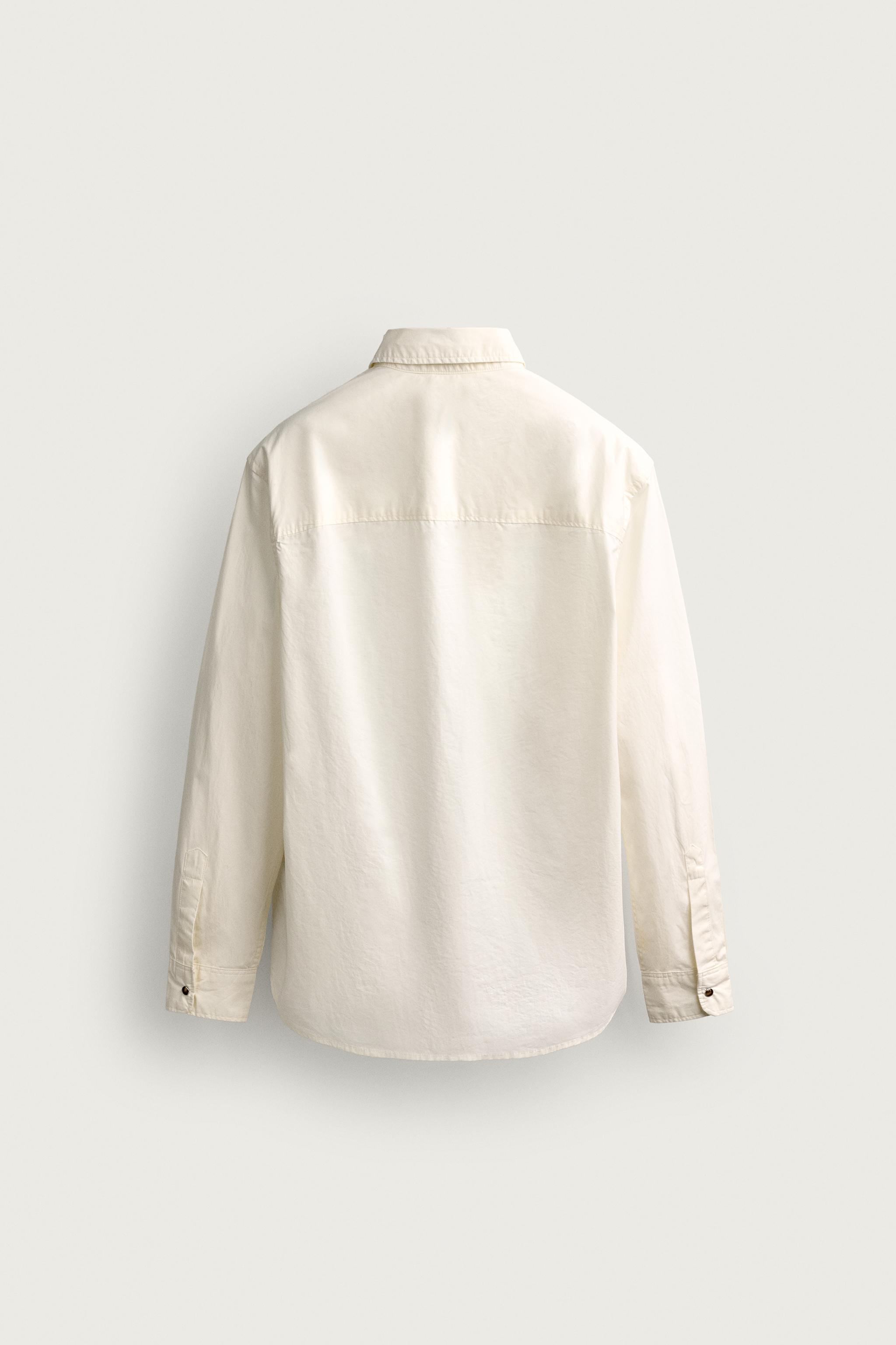 RELAXED FIT POCKET SHIRT — Ecru