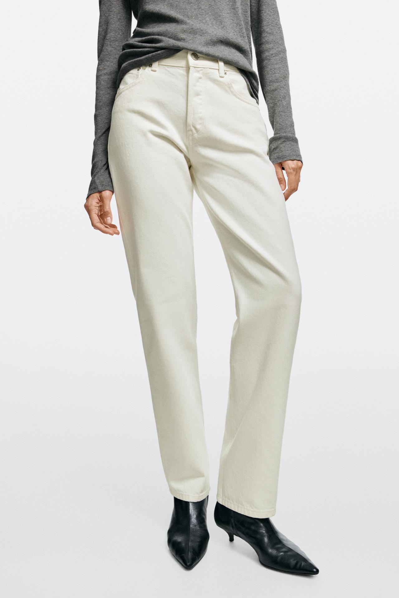 Mid-waist straight-leg jeans — Oyster-white