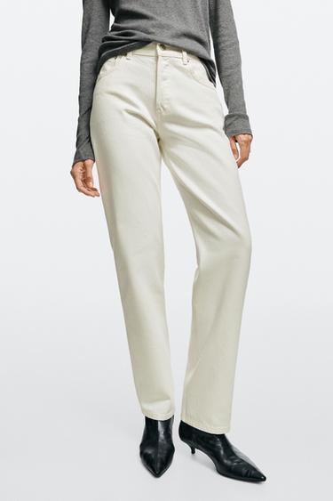 Mid-waist straight-leg jeans — Oyster-white 2
