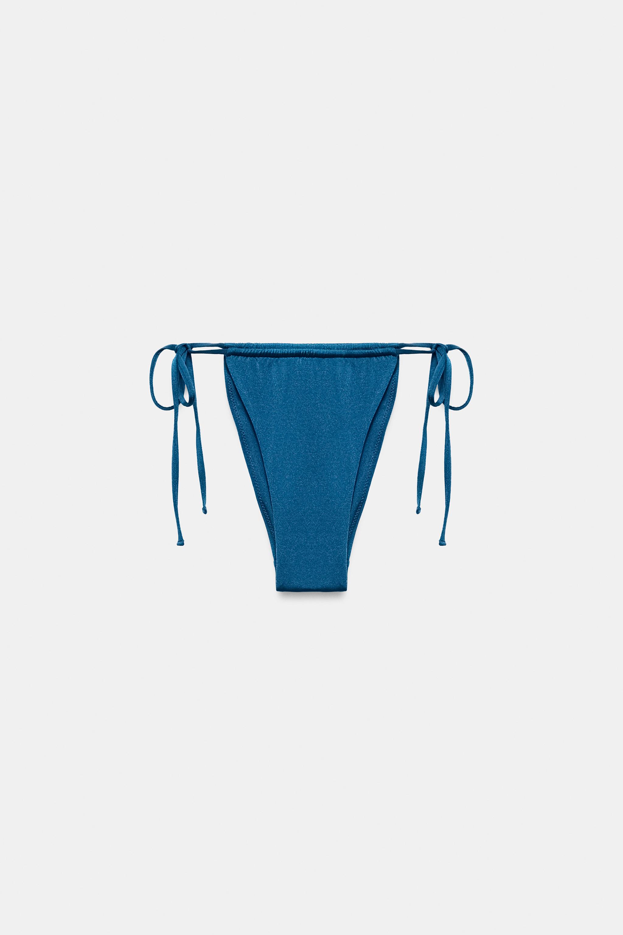 PLAIN BIKINI BOTTOMS WITH TIES - Blue | ZARA United States