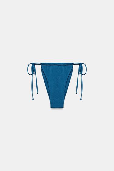 BRAGUITA BIKINI LISO CORTINILLA - Azul de Zara