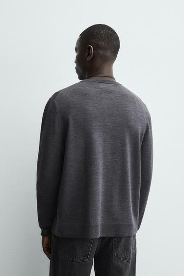 CARDIGAN REGULAR FIT AVEC LAINE - Gris anthracite de Zara - Image 2