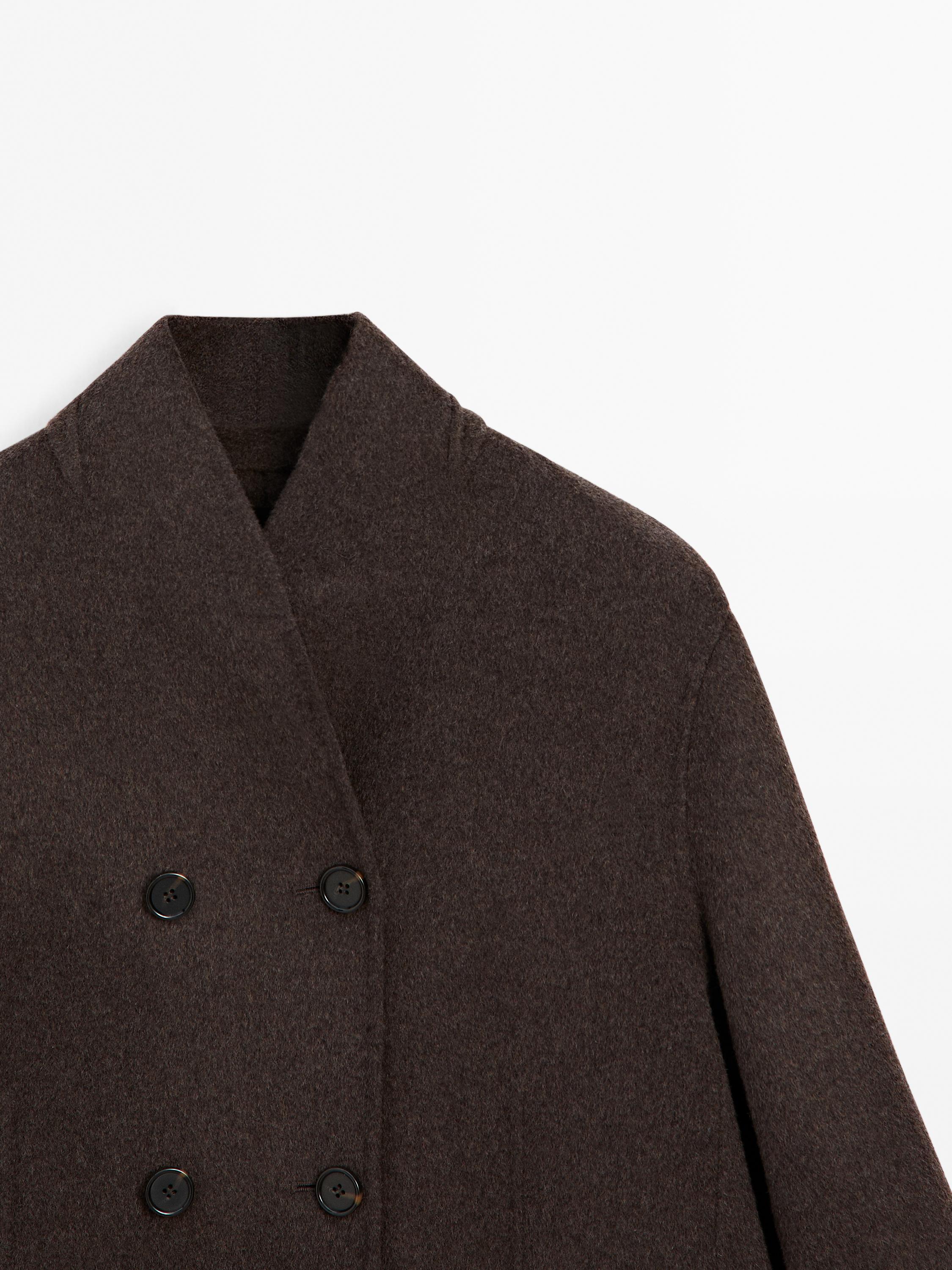 Manteau à col smoking en laine mélangée