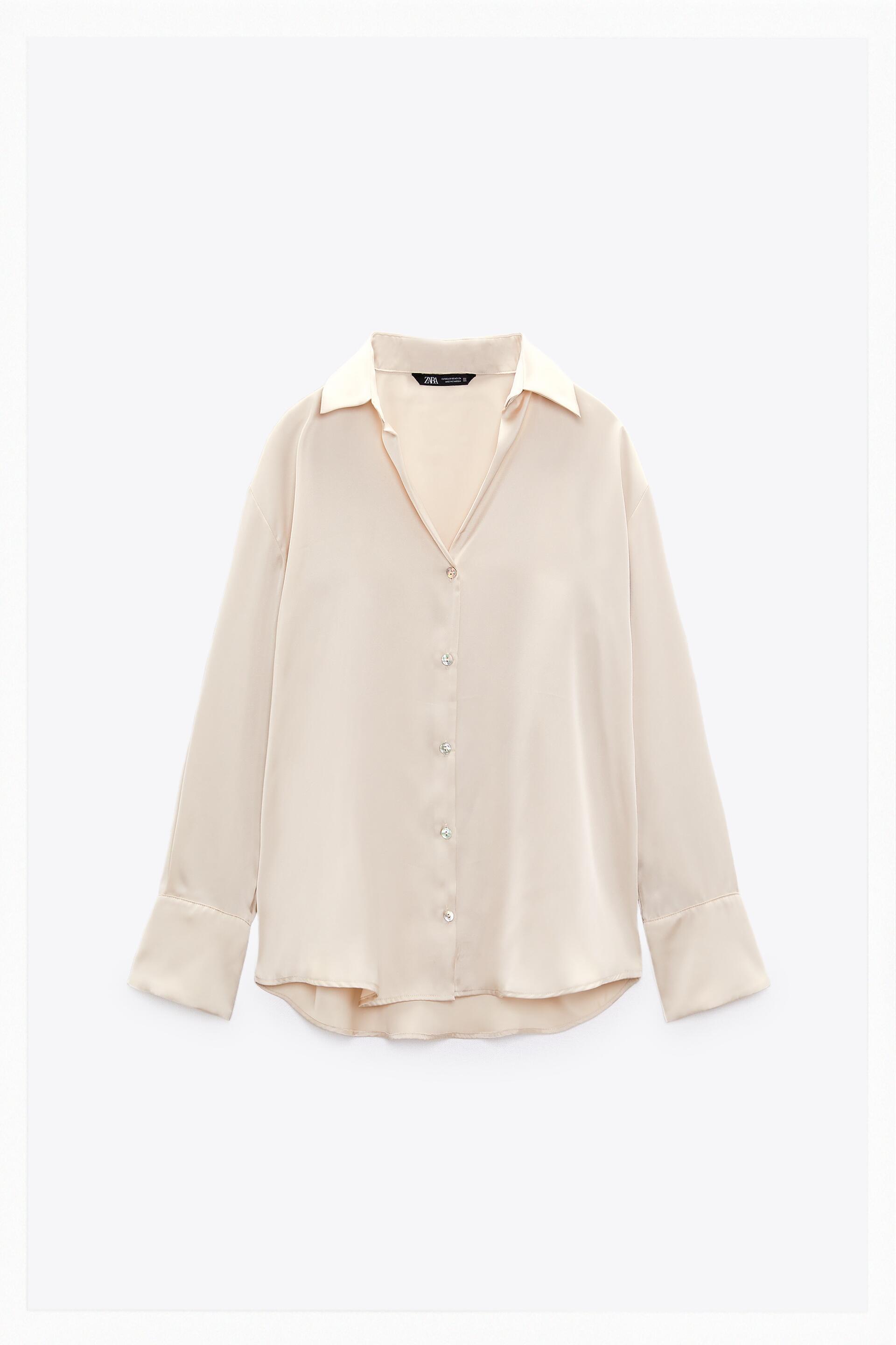 White satin deals blouse zara