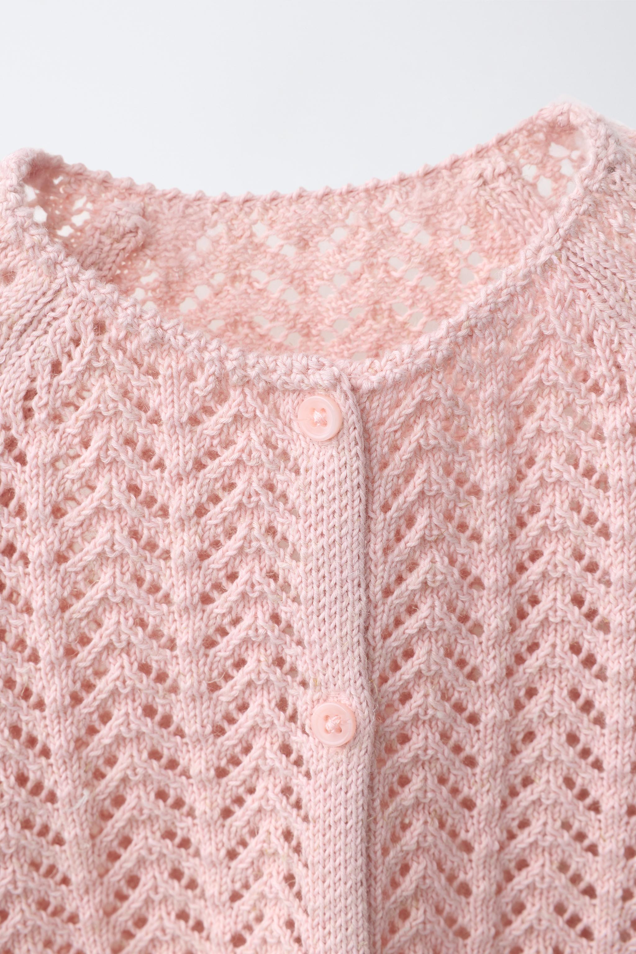 OPENWORK KNIT CARDIGAN - Light pink | ZARA Canada