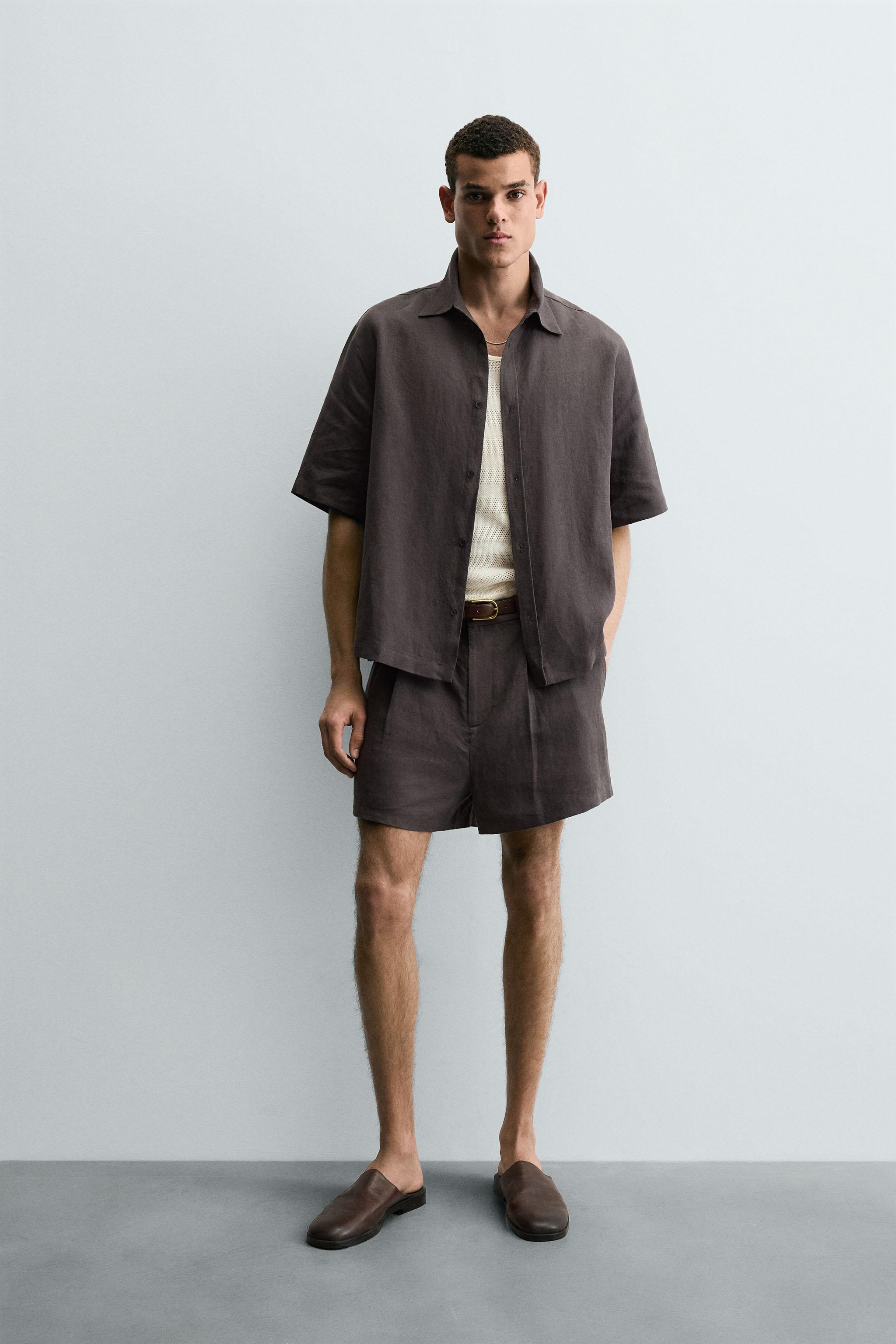 100% HEMP SHIRT - Brown | ZARA South Africa