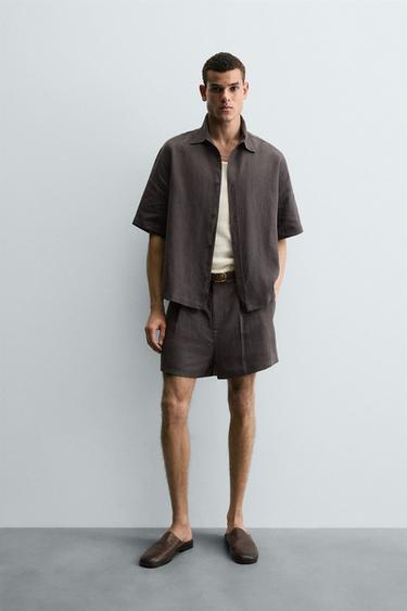 CAMISA 100% CÂNHAMO - Marrom da Zara - Imagem 0