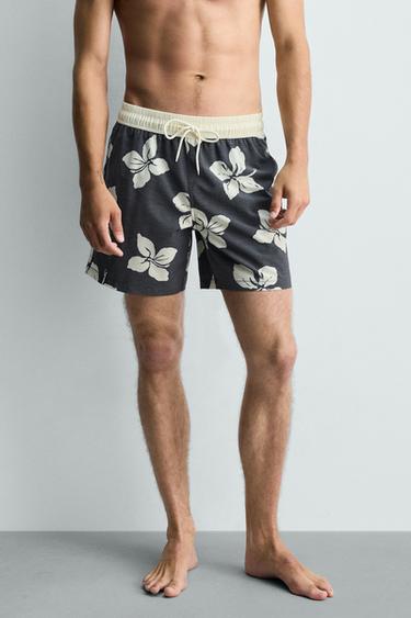 MAILLOT DE BAIN LONG IMPRIMÉ HIBISCUS - Bleu marine de Zara - Image 2