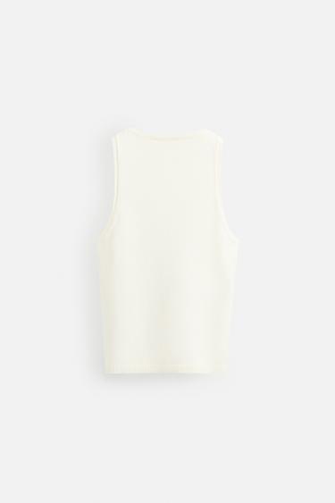 TEXTURED KNIT TANK TOP - Ecru by Zara - Image 7