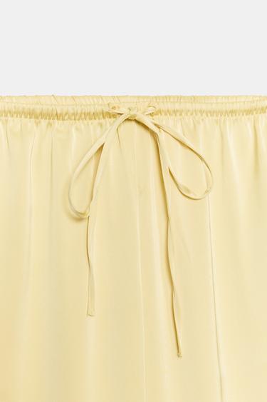 SATIN TROUSERS WITH DRAWSTRINGS - Yellow by Zara - Image 8