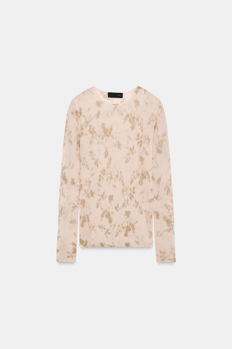 FINE KNIT FLORAL PRINT TOP