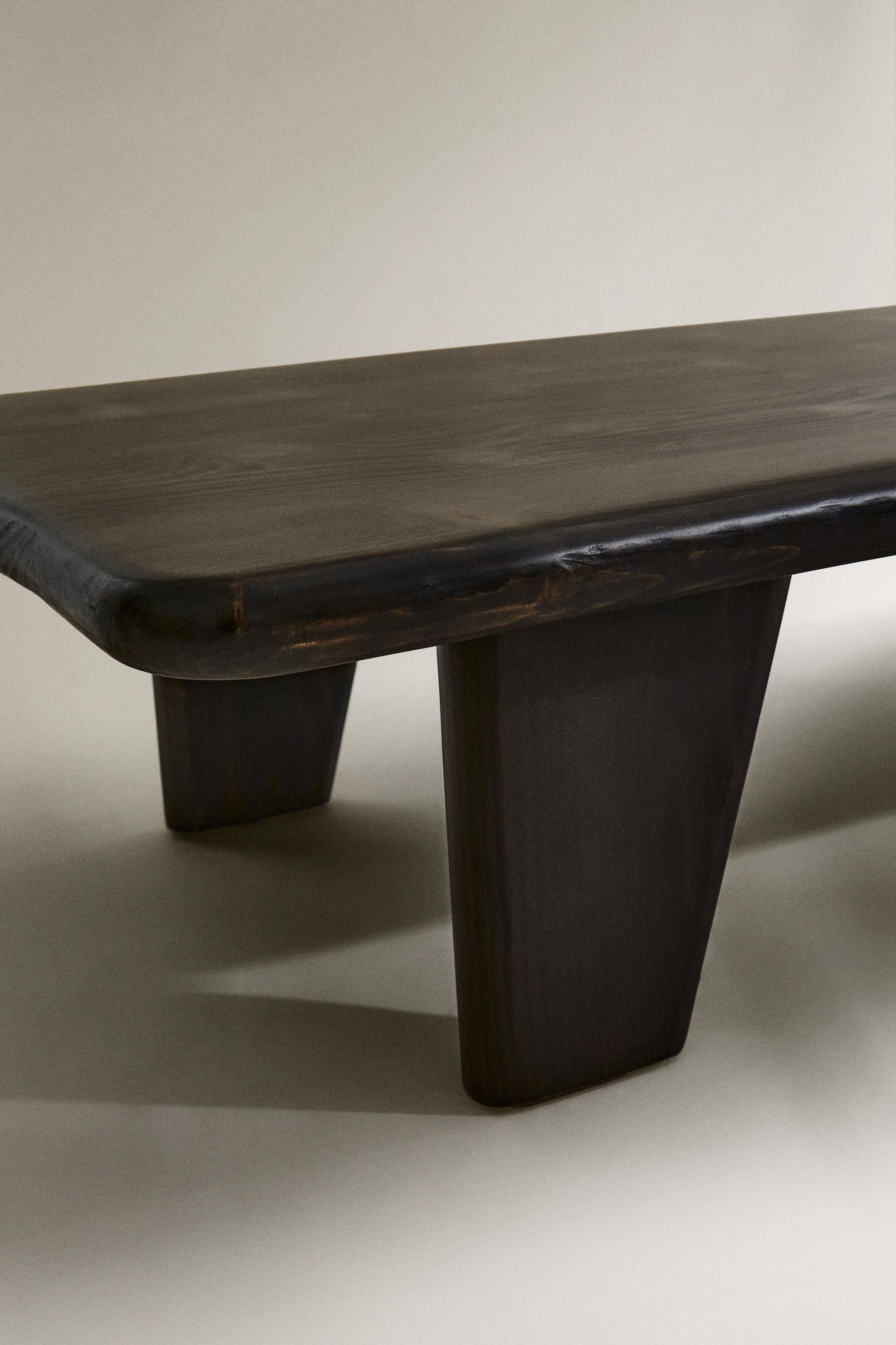 Dark Fir Wood Coffee Table - Unique Irregular Finish