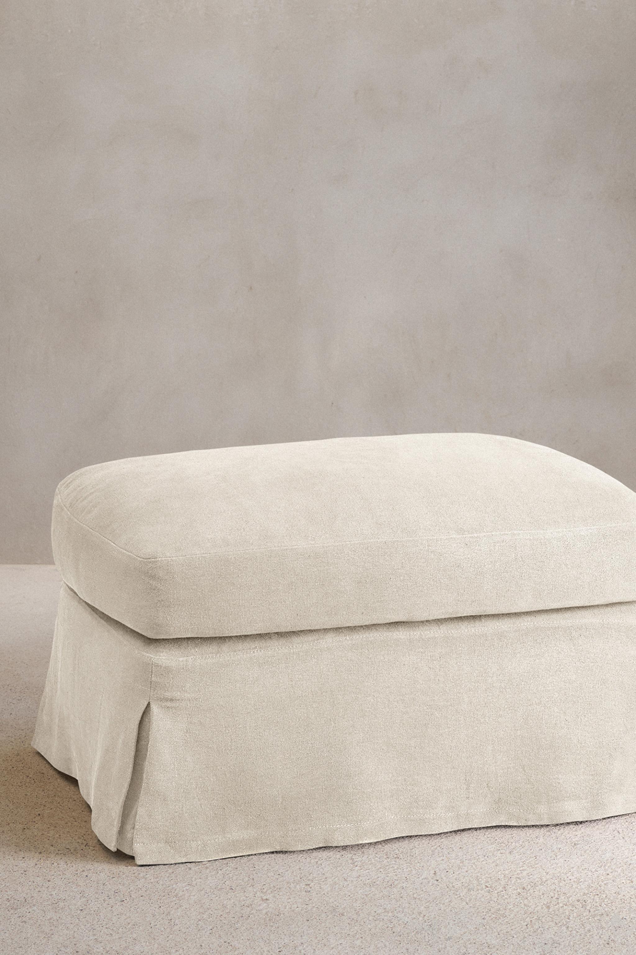 FOOTSTOOL 01 LINEN COVER — Light beige