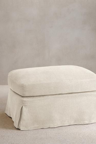 FOOTSTOOL 01 LINEN COVER - Light beige by Zara
