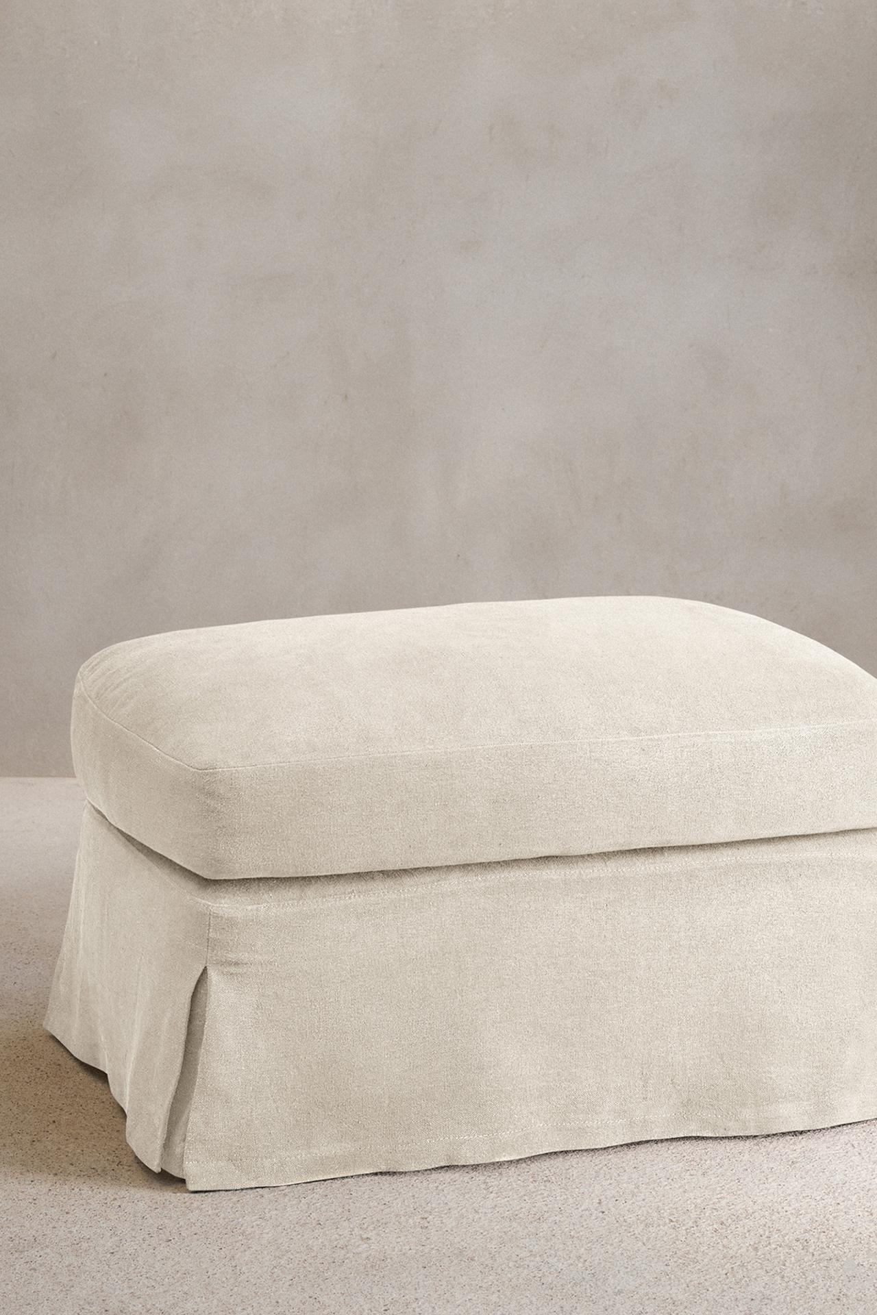 FOOTSTOOL 01 LINEN COVER — Light beige