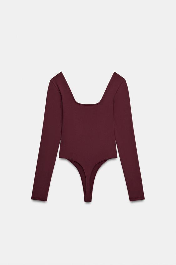 BODY EN POLYAMIDE À ENCOLURE CARRÉE - Vin de Zara - Image 6